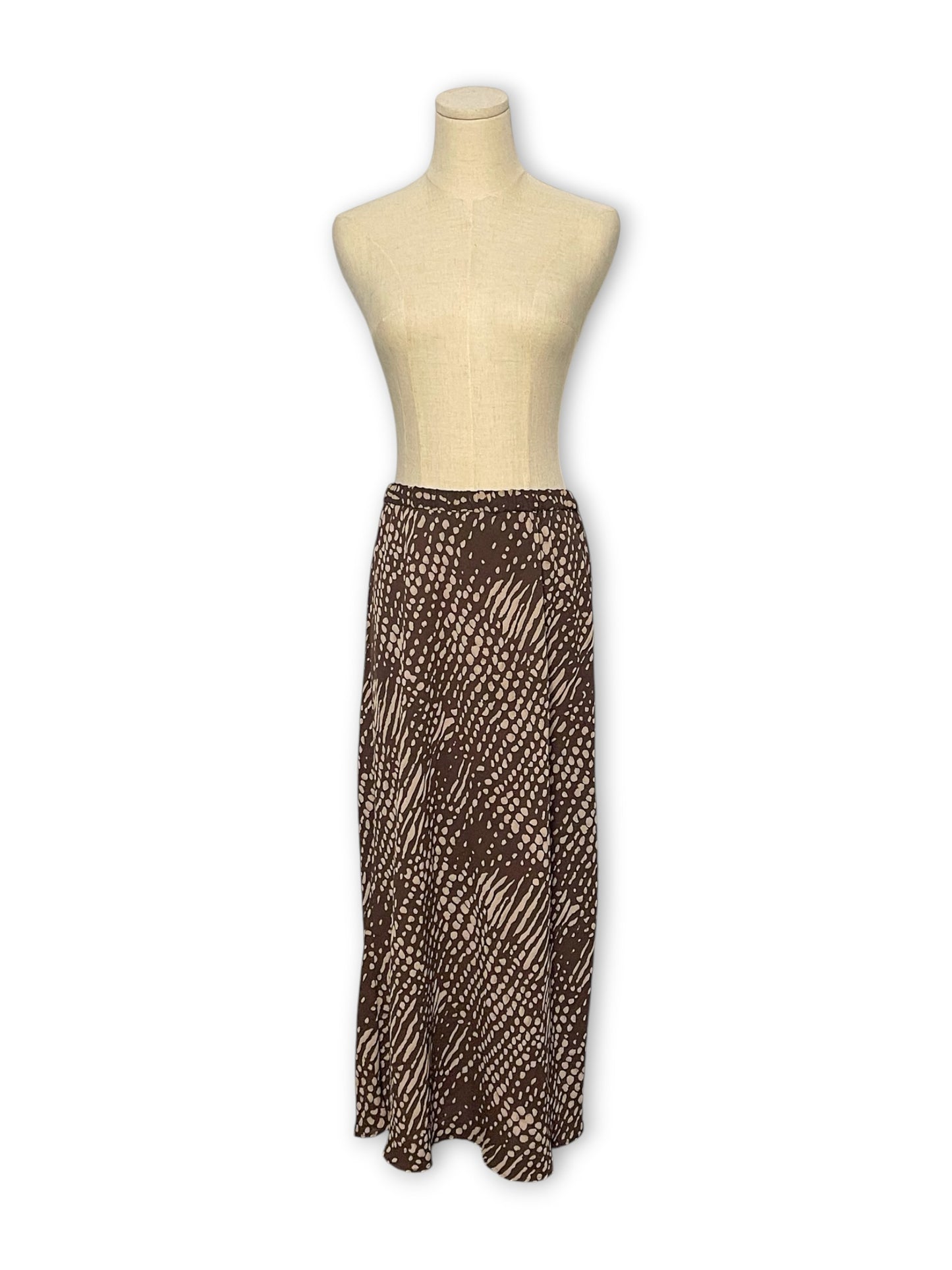 90’s/Y2K Brown Patterned Midi Skirt (L/XL)