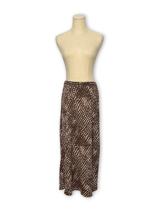 90’s/Y2K Brown Patterned Midi Skirt (L/XL)