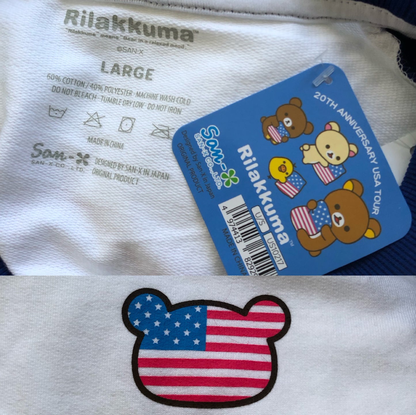 Rilakkuma 20th Anniversary USA Tour Raglan Long Sleeve Shirt (L/XL/2X)