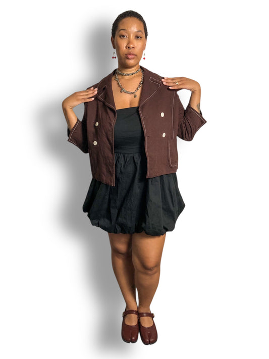 90’s Anne Klein Brown Cropped Blazer (L/XL)