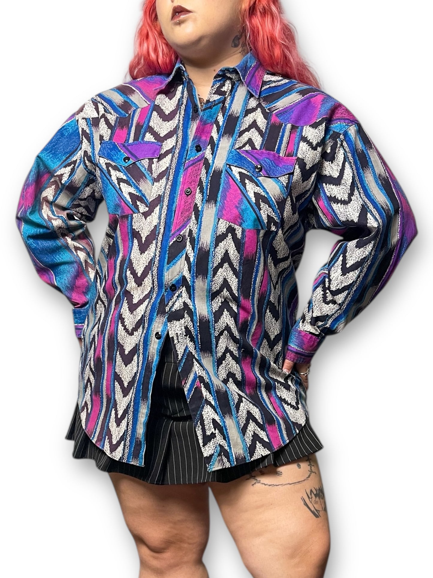 80’s/90’s Sergio Valentino Retro Southwestern Print Button Down Shirt (1X/2X)