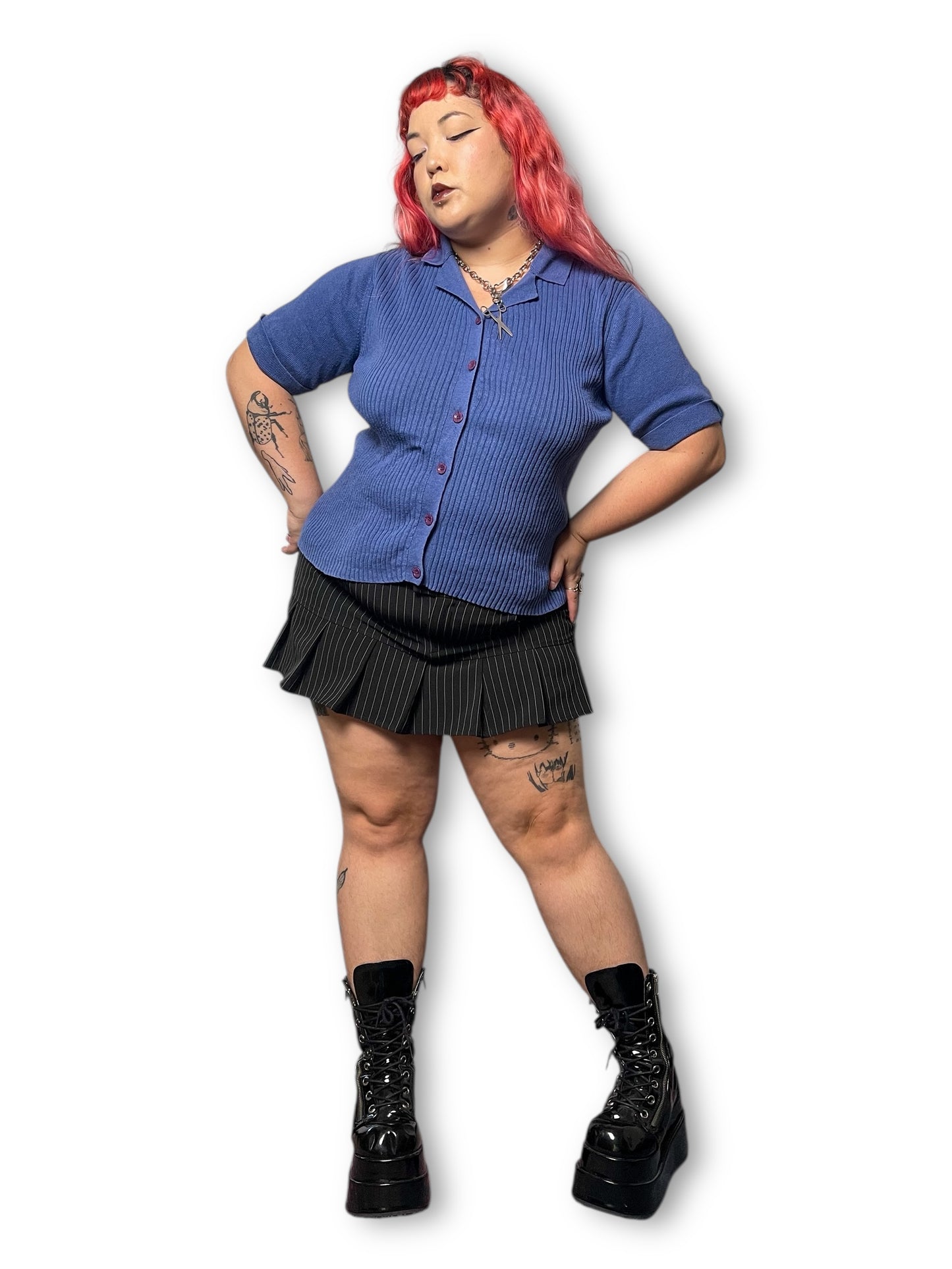 90’s Sag Harbor Blue Knit Blouse (L)