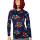 60’s The May Company Blue Floral Retro Turtleneck (S)