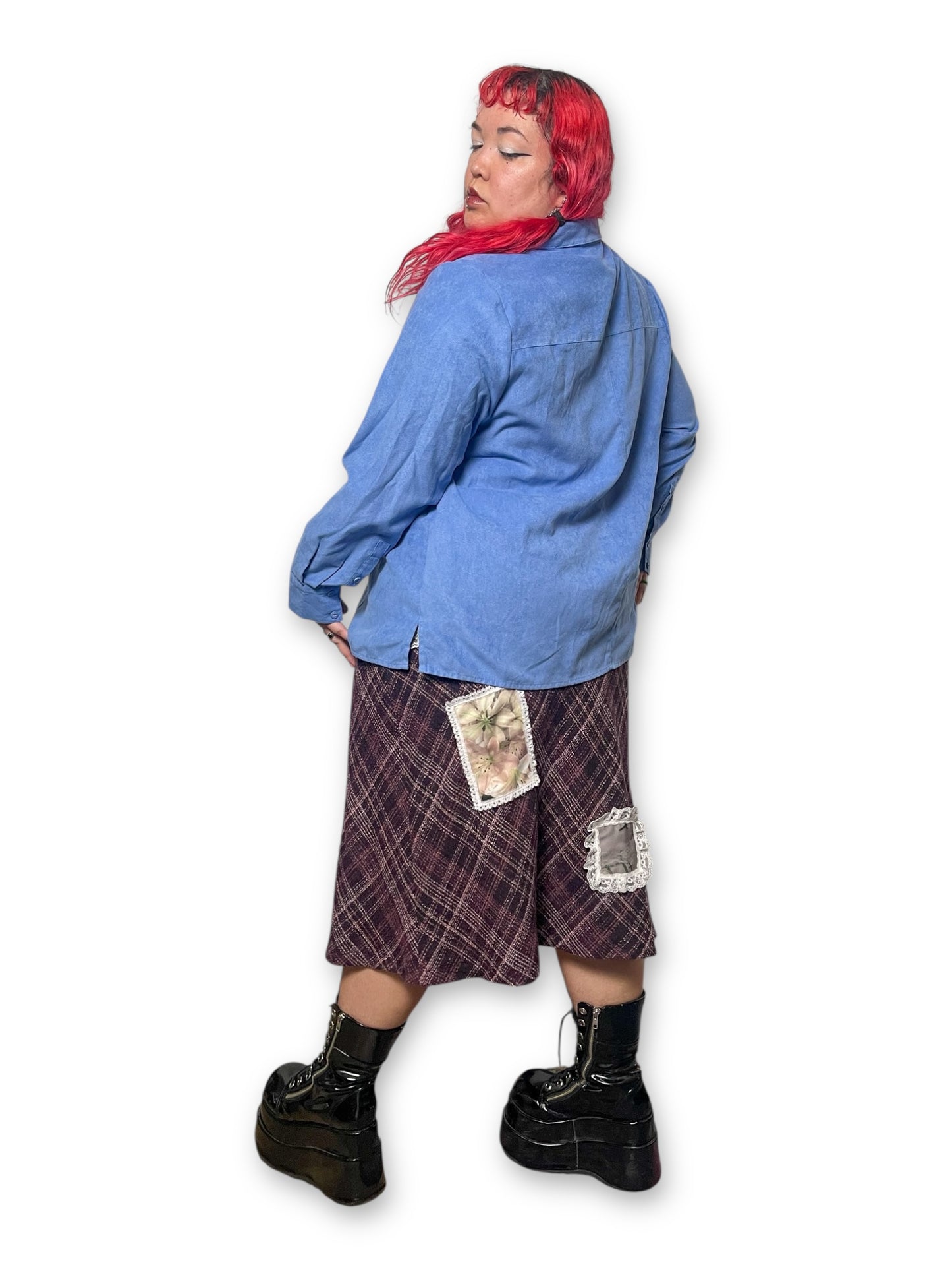 Y2K Faux Suede Button Down Shirt (1X)