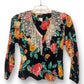 90’s Carole Little Black Floral Print Blouse (M)