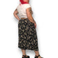 Y2K Sag Harbor Black Floral Print Midi Skirt (2X)