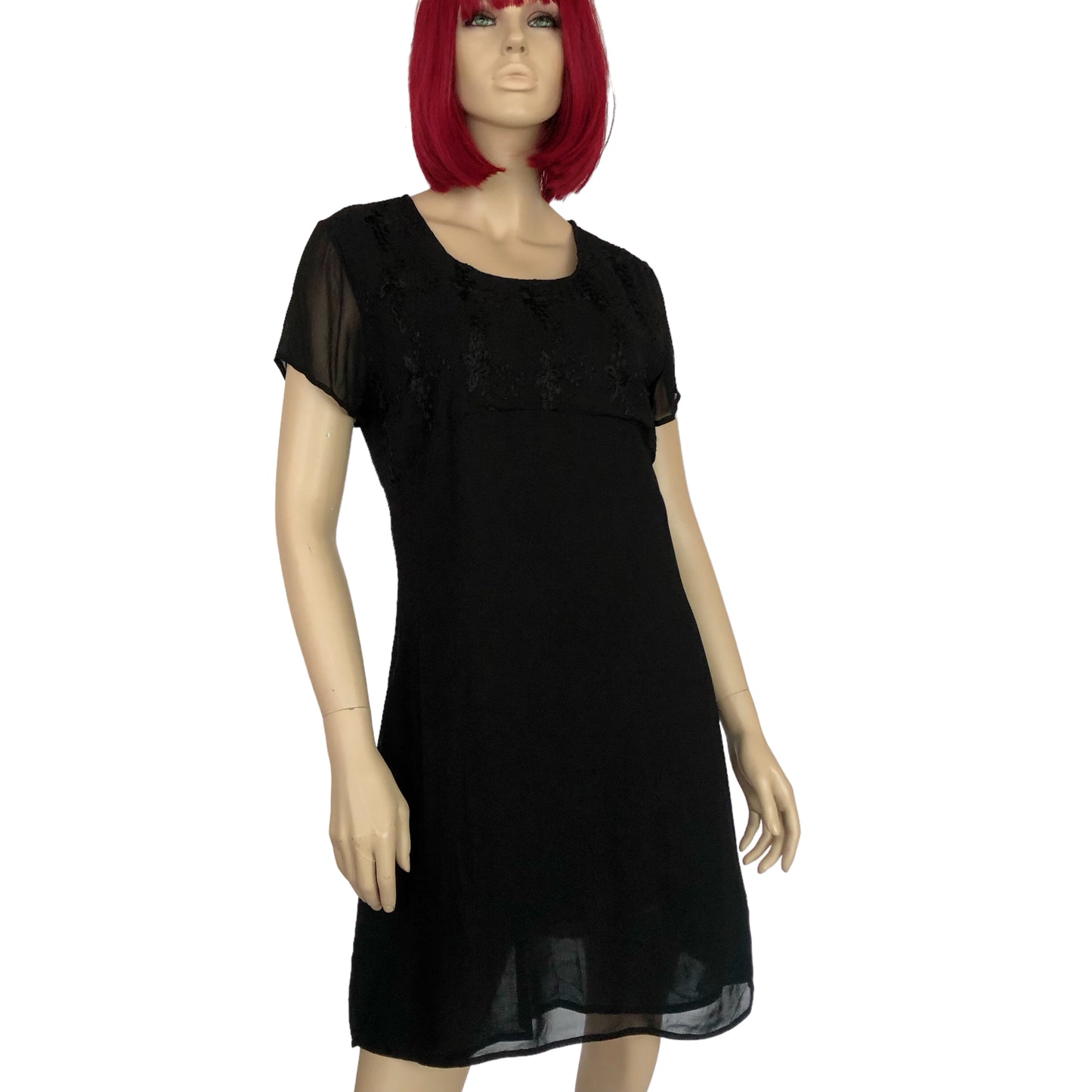 90's Amanda Smith Black Mesh Layered Dress (M)