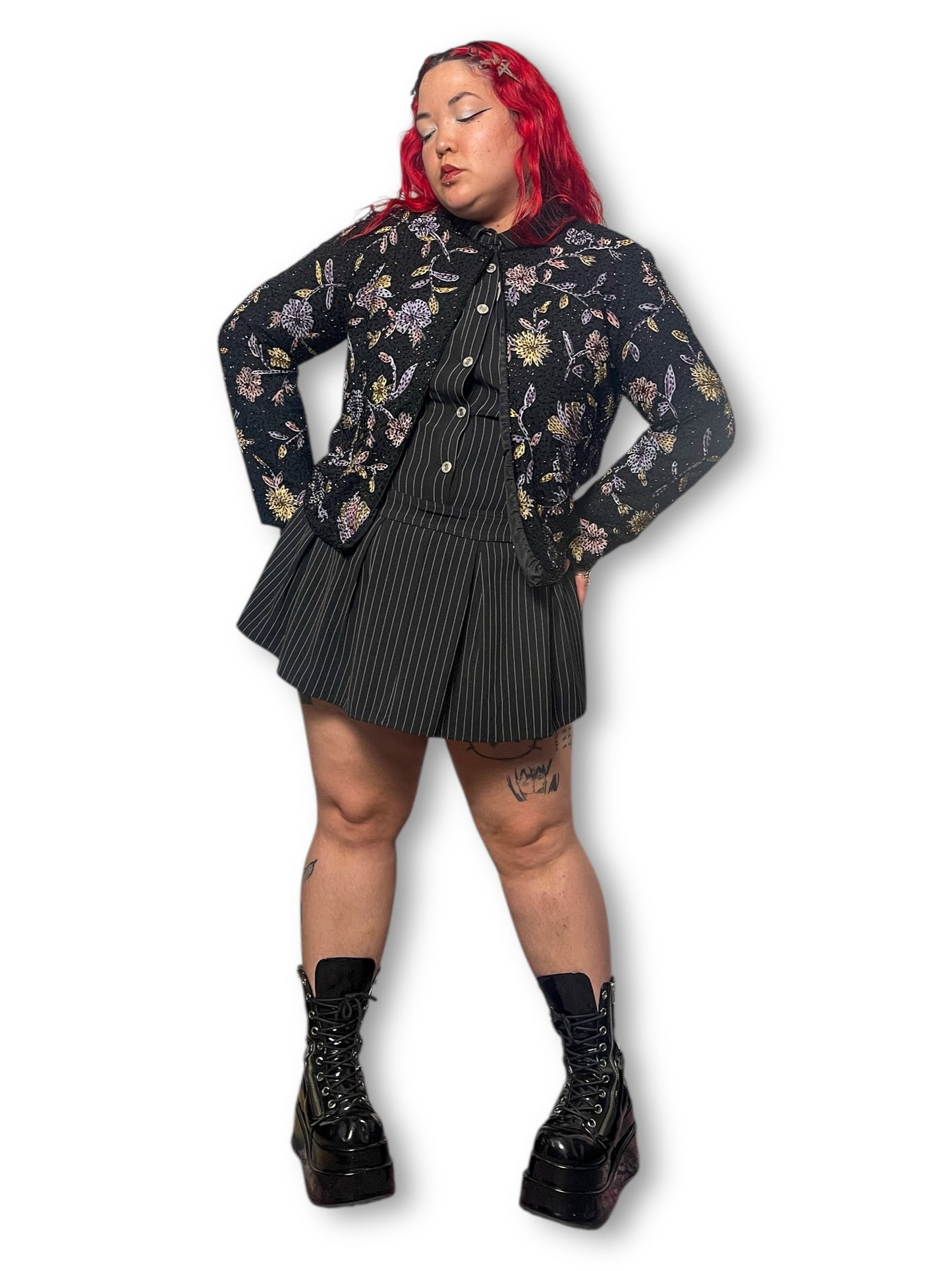 90’s/Y2K Draper’s & Damon’s Floral Beaded Cardigan (XL)