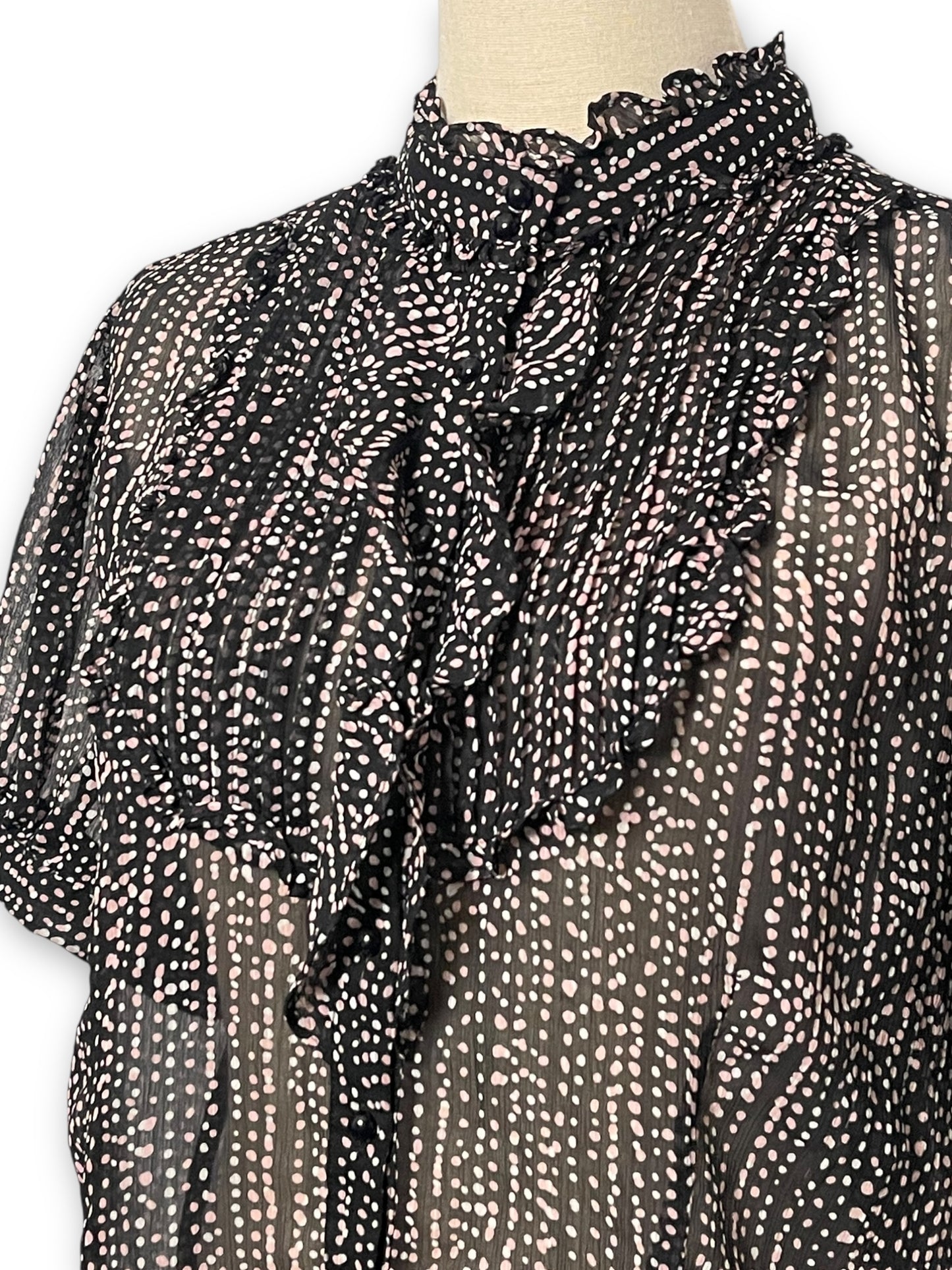 Y2K Polka Dot Sheer Blouse (XL)