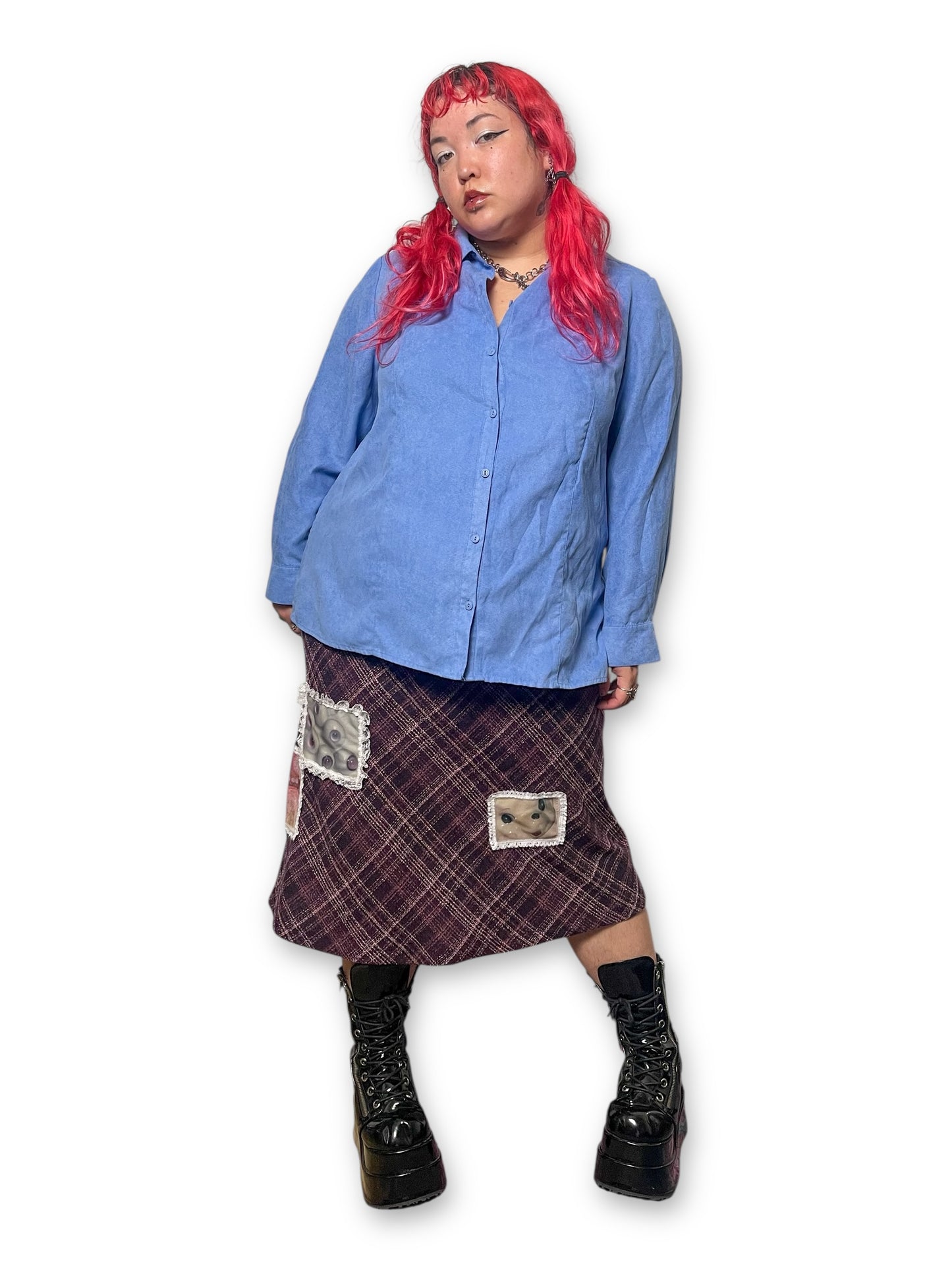 Y2K Faux Suede Button Down Shirt (1X)