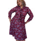 80's Anthony Richards Fuschia Paisley Print Retro Midi Dress (L/XL)