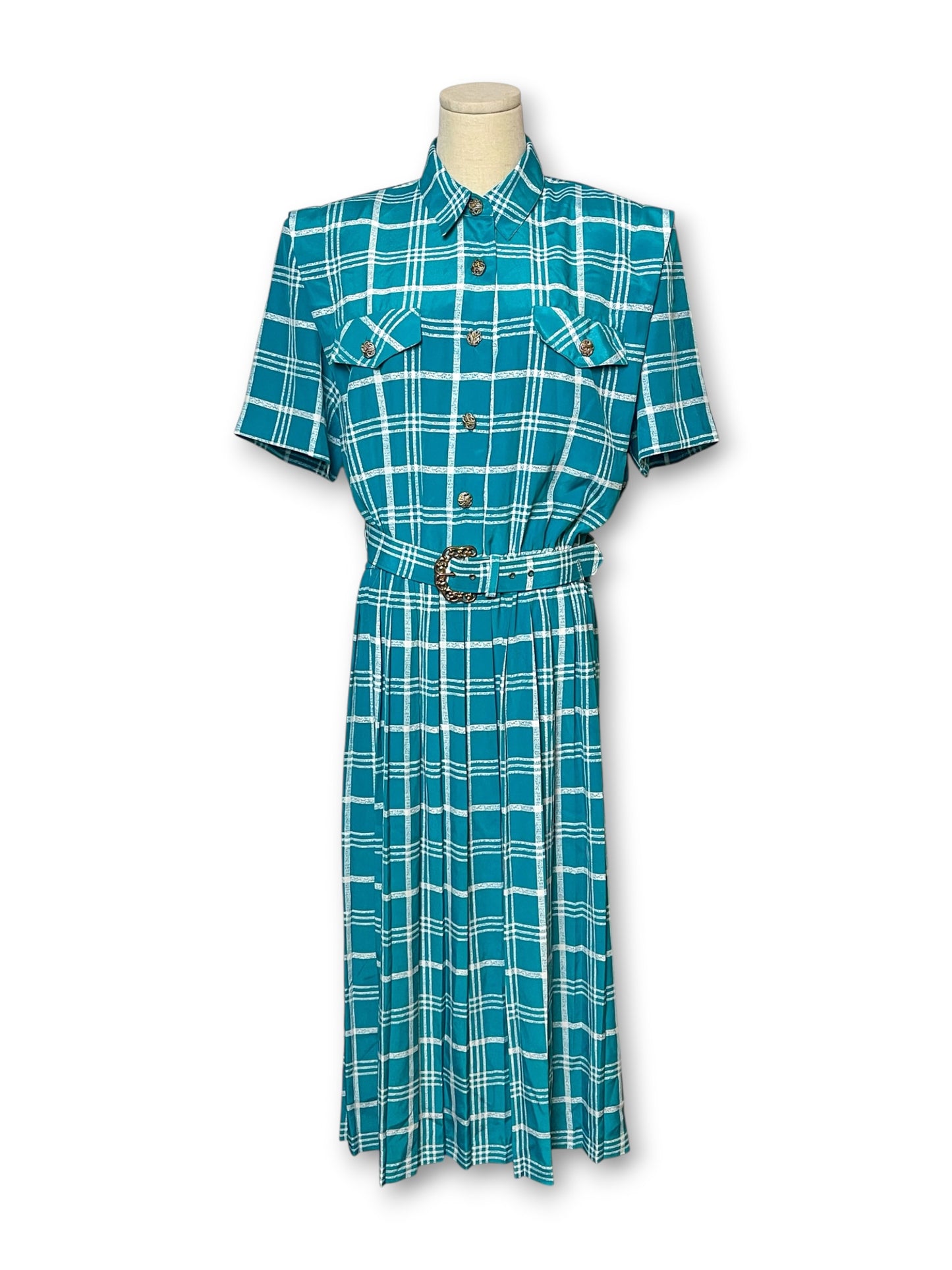 80’s Retro Plaid Secretary Dress (L/XL)
