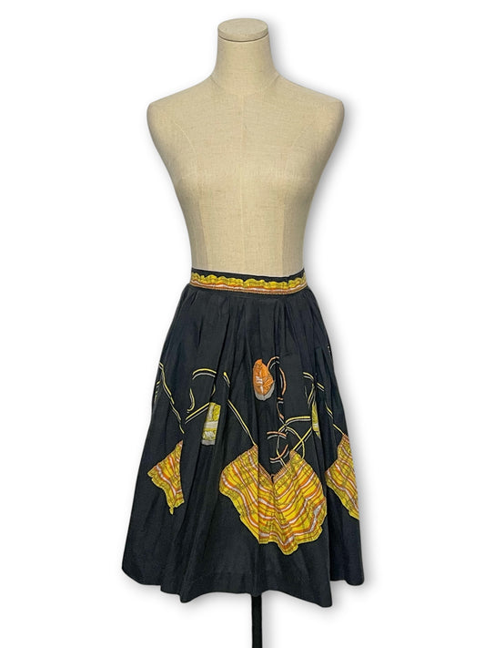 Vintage Kitschy Print Circle Skirt (S)