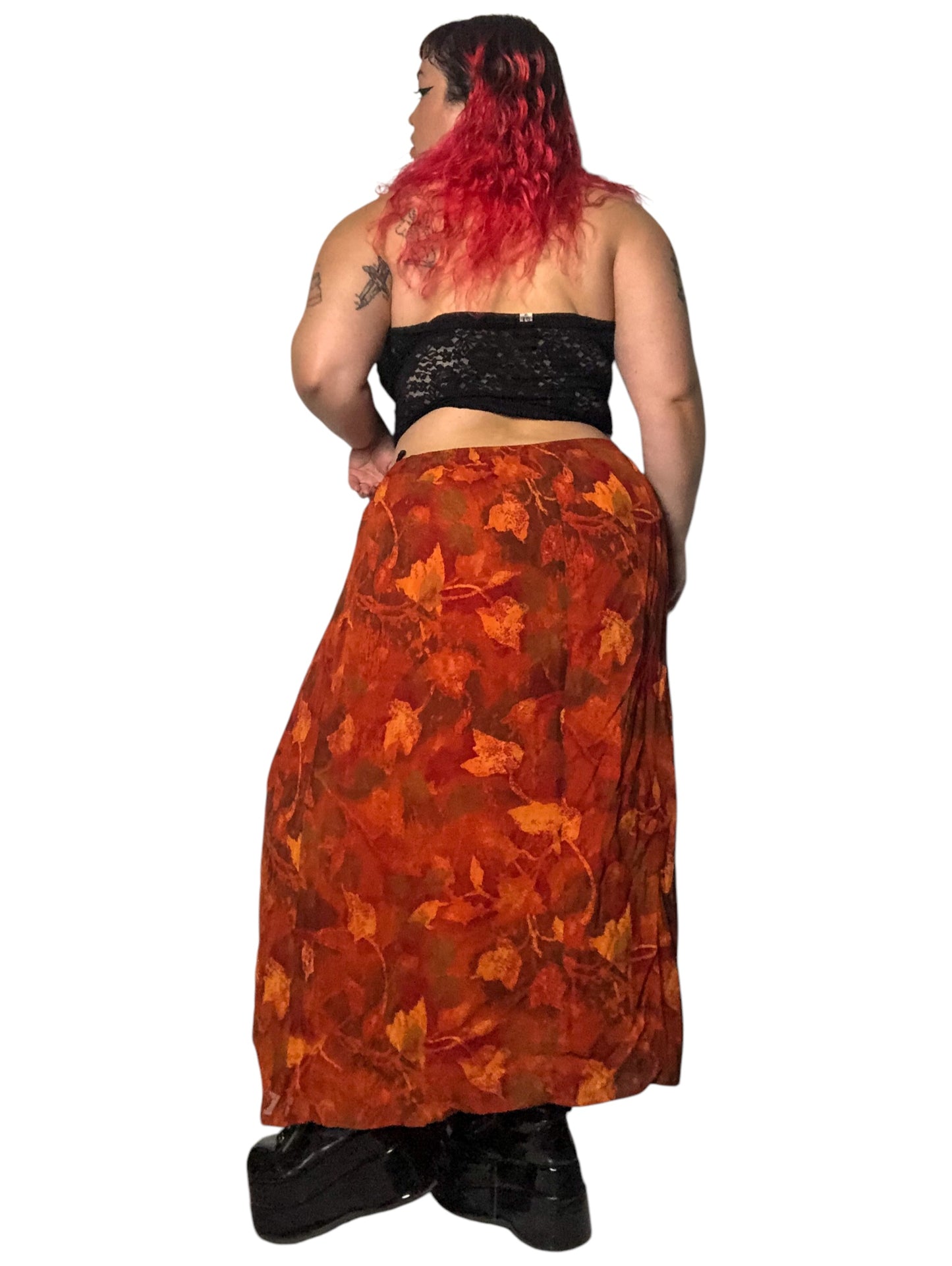 80’s Created for Essence by Mail Orange Floral Skirt (3X/4X)