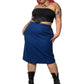 80’s Daniel Niveau Blue and Black Houndstooth Plaid Pencil Skirt (2X)