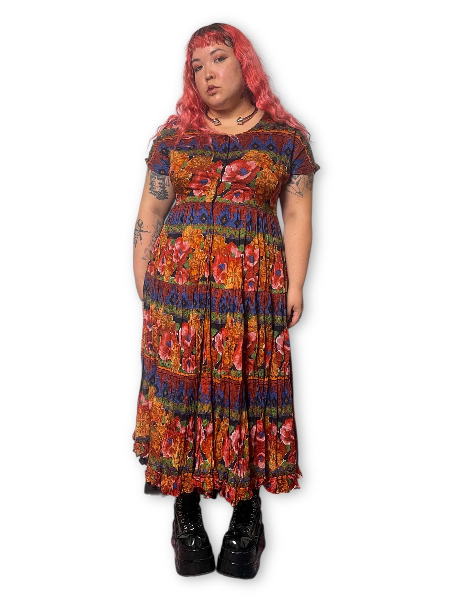 90’s/Y2K Boho Print Maxi Dress (XL/1X)