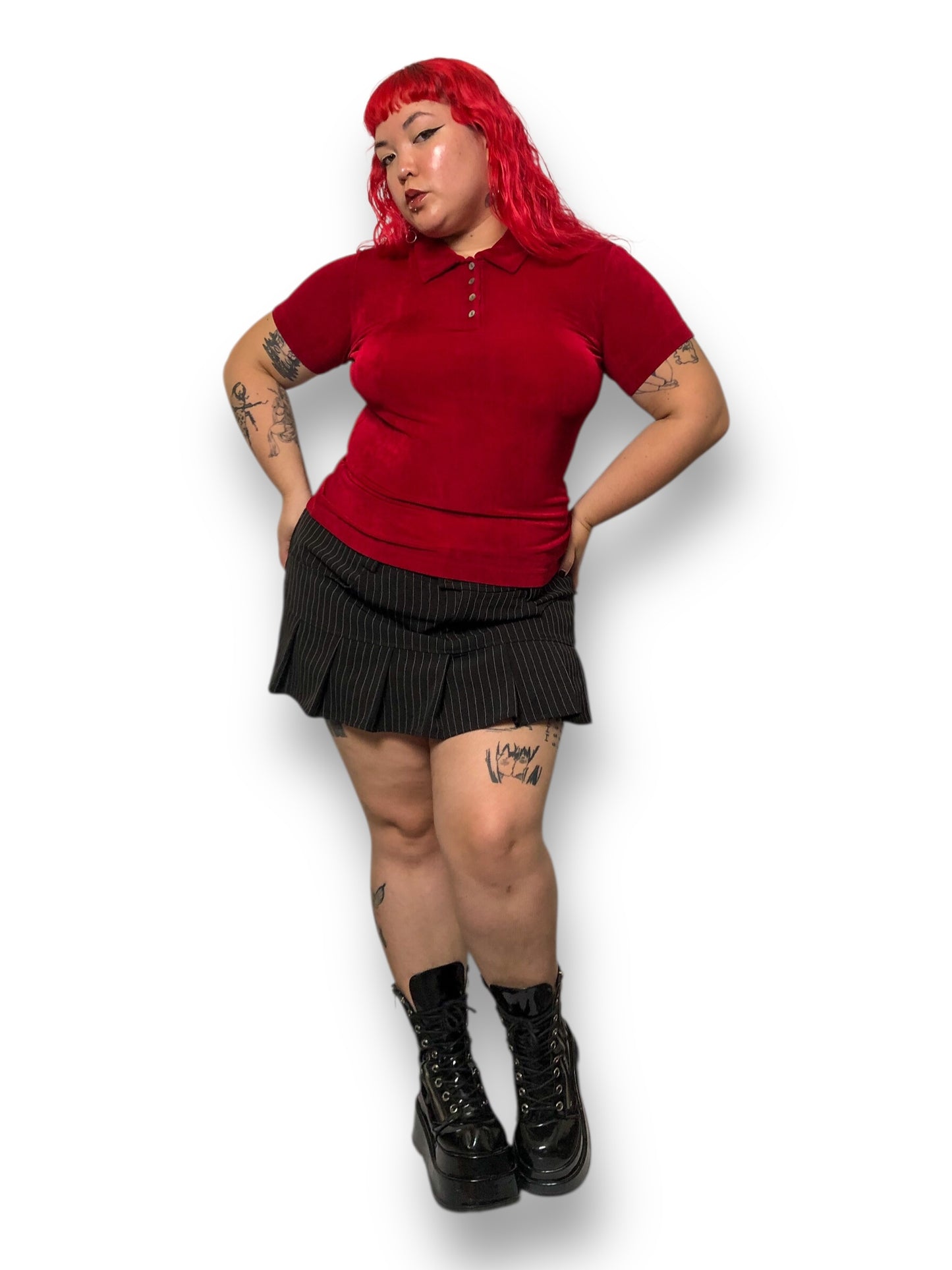 90’s Chico’s Red Slinky Shirt (L/XL)