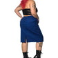 80’s Daniel Niveau Blue and Black Houndstooth Plaid Pencil Skirt (2X)