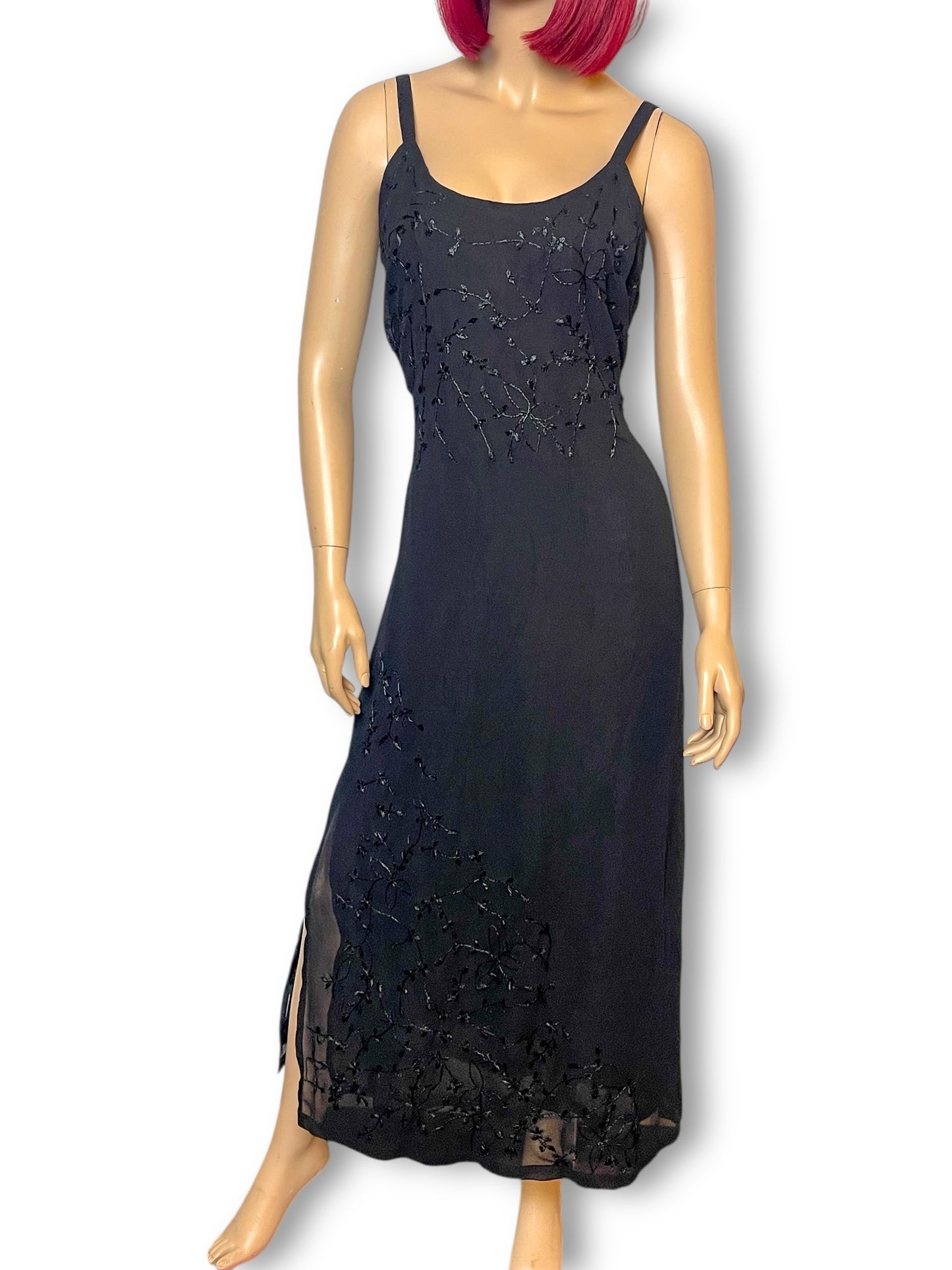 90’s/Y2K Black Mesh Layered Maxi Dress (L)