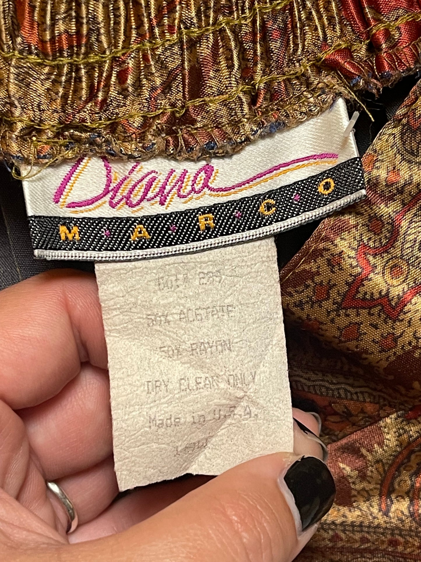 80’s Diana Marco Paisley Print Satin Midi Skirt (XL/1X)