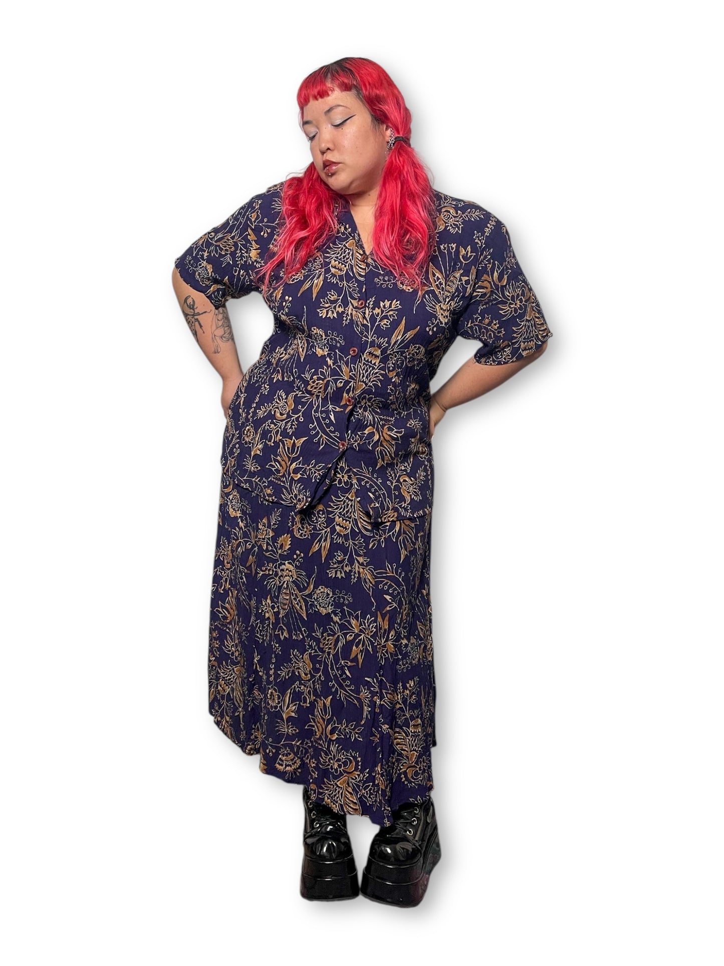 80’s/90’s Floral Print 2-Piece Set (2X)