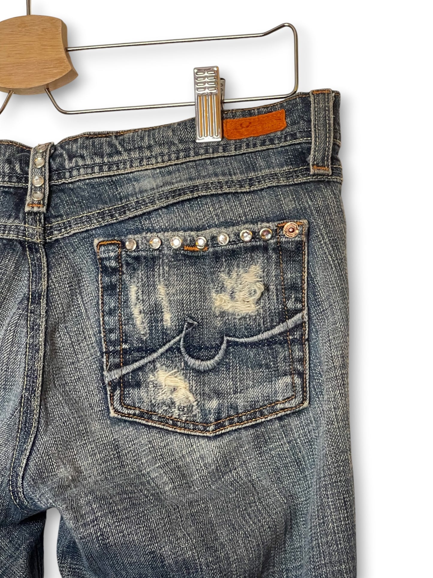 Y2K Medium Wash Distressed Jeans (S)