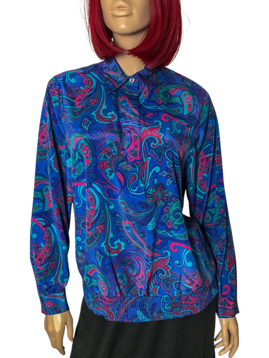 90’s Alfred Dunner Blue Paisley Print Blouse (L)