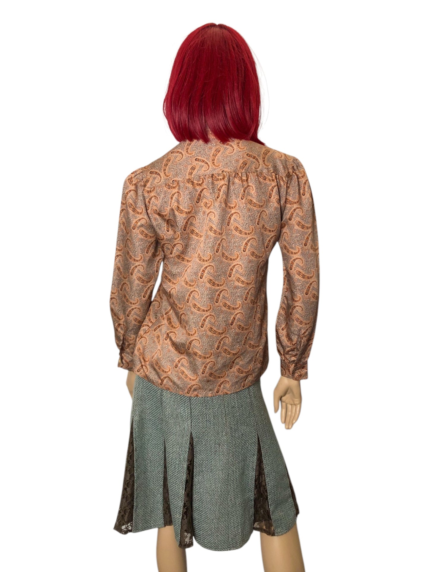 70’s R.D. #2 Brown Paisley Print Blouse (L)