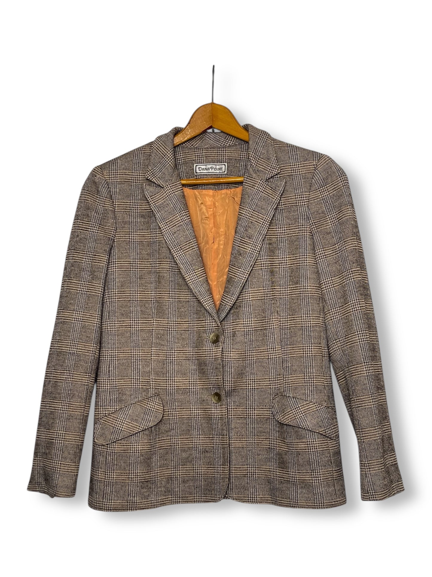 60’s/70’s Dana Point Brown Plaid Skirt Suit (L)