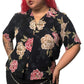 90’s Bishop St. Black Floral Print Button Down Shirt (2X)