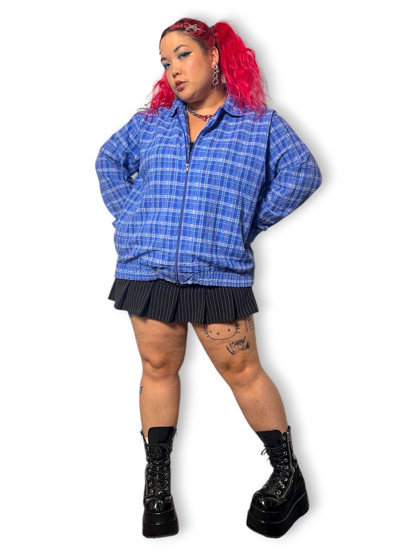 Y2K/Modern National Blue Plaid Shacket (3X)