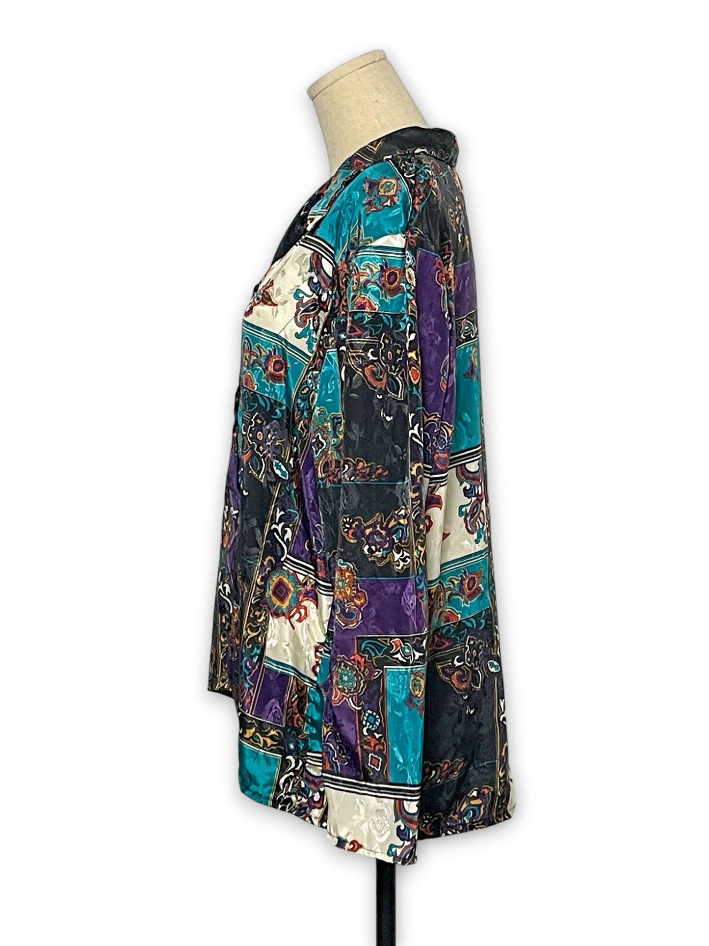 80’s/90’s Retro Satin Print Blouse (L/XL)