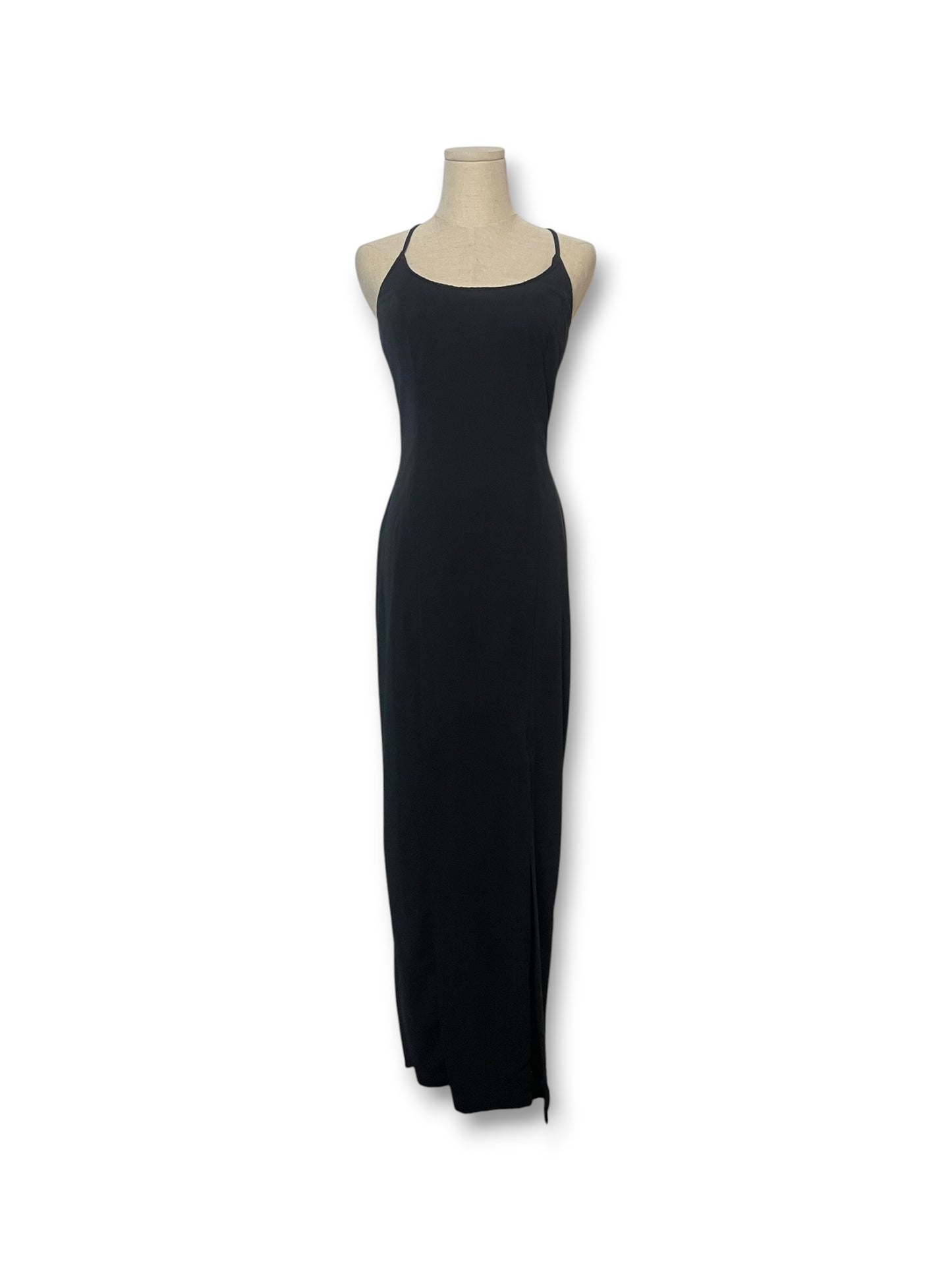 90’s Black Slinky Maxi Dress (XS/S)