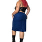 80’s Daniel Niveau Blue and Black Houndstooth Plaid Pencil Skirt (2X)