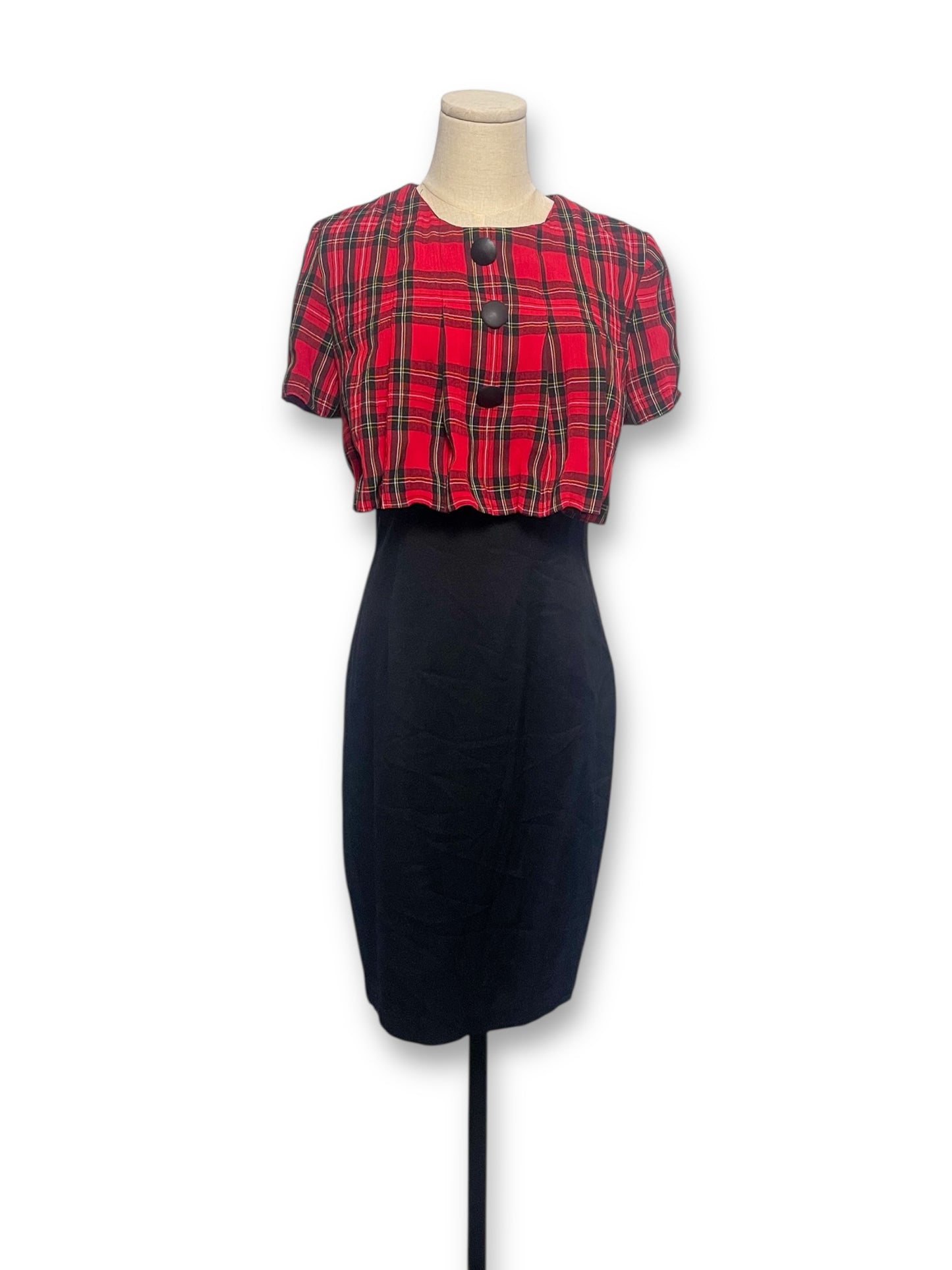 90’s Tartan Plaid Pencil Dress (XS/S)