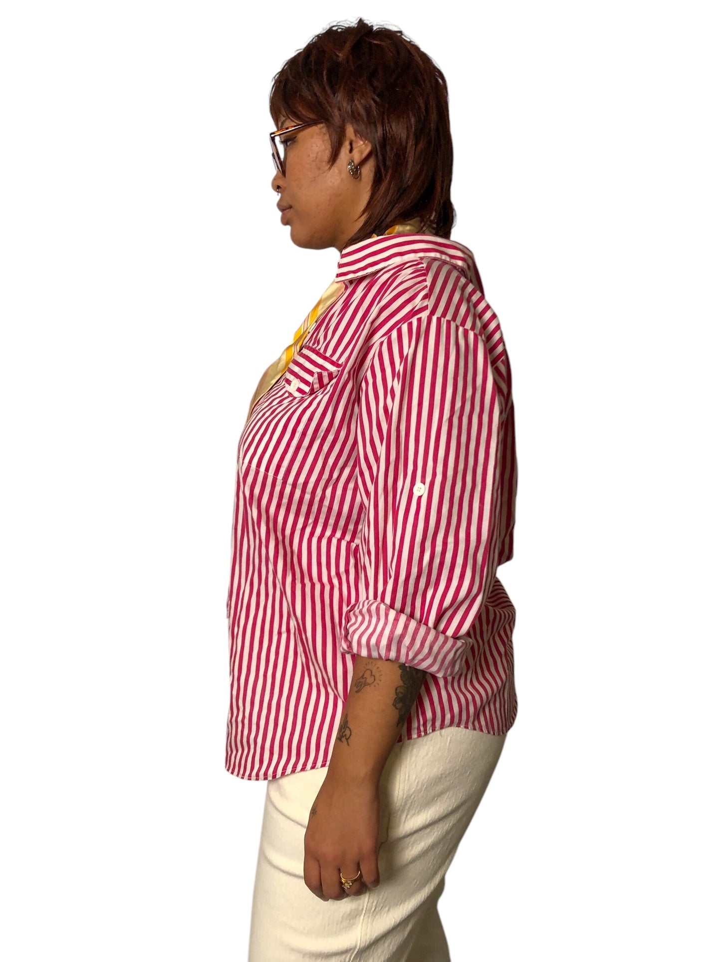 70’s/80’s Lady Oak Hill Pink and White Striped Shirt (2X)
