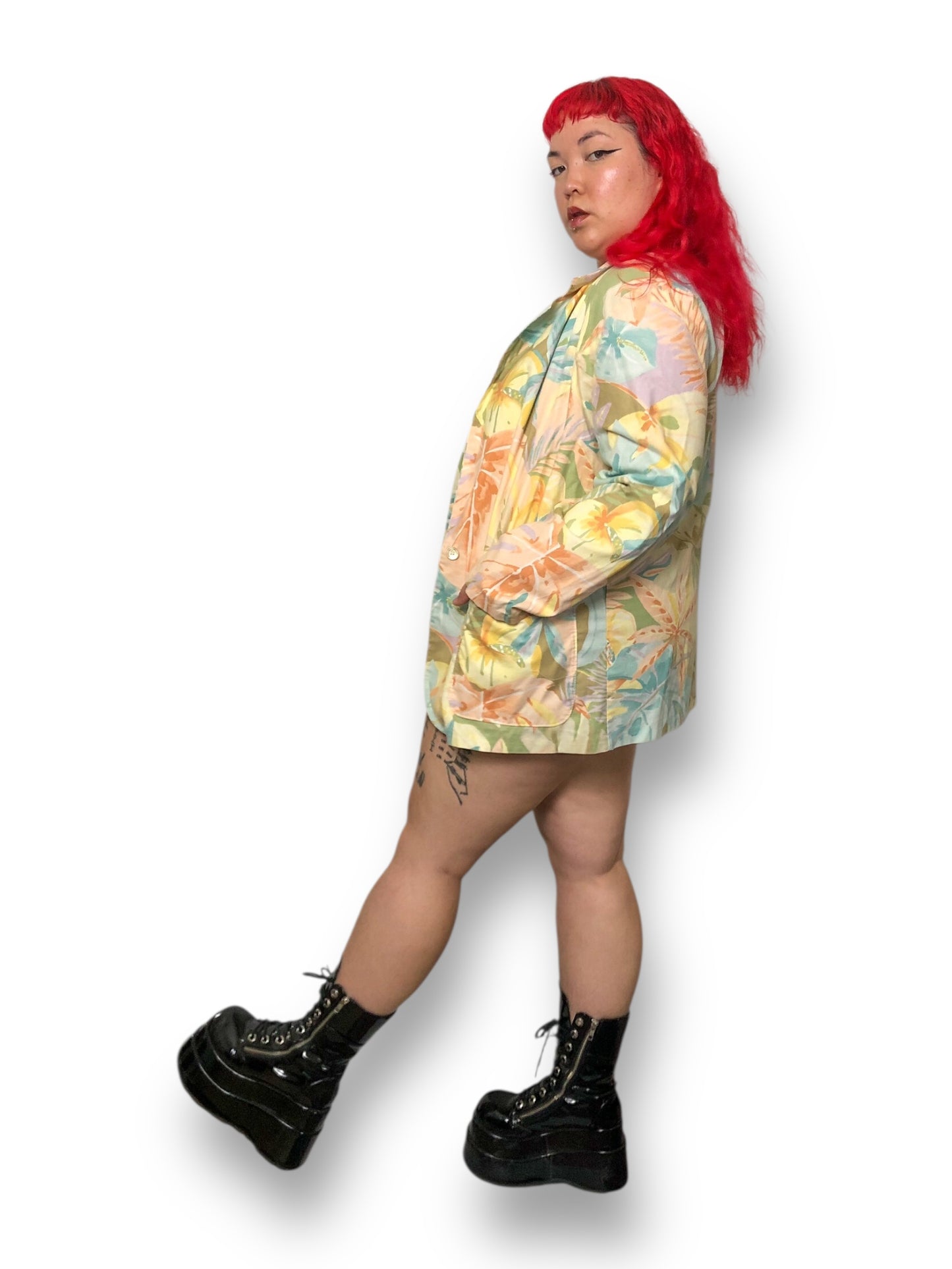 80’s Ms. Russ Pastel Floral Print Blazer (2X)