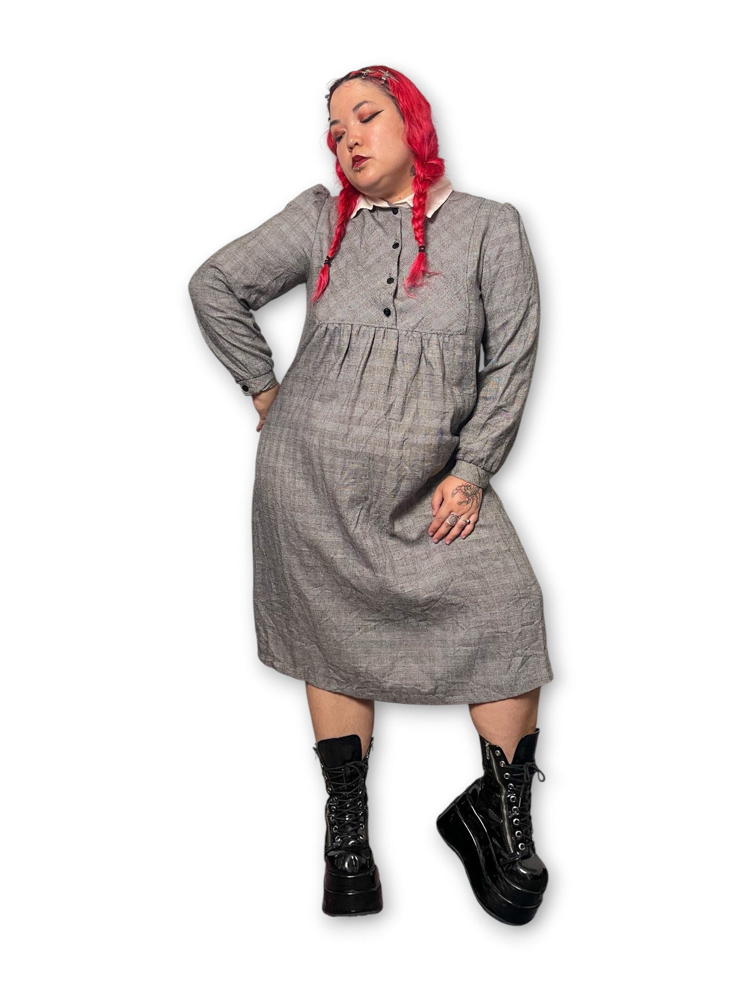 80’s/90’s Retro Plaid Midi Dress (1X/2X)