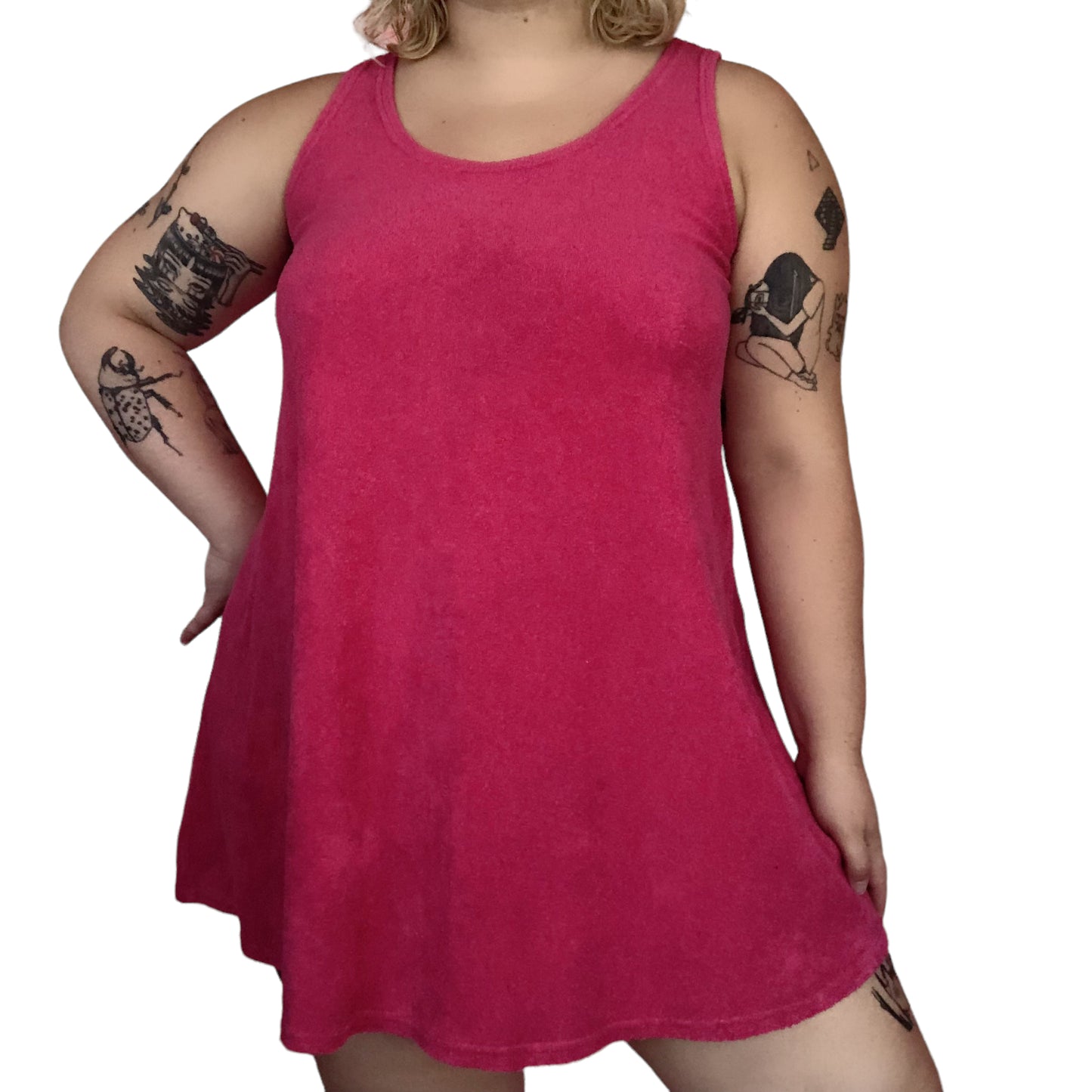 80’s Hot Solé by Laura Kidd Hot Pink Terrycloth Mini Dress (OSFM)