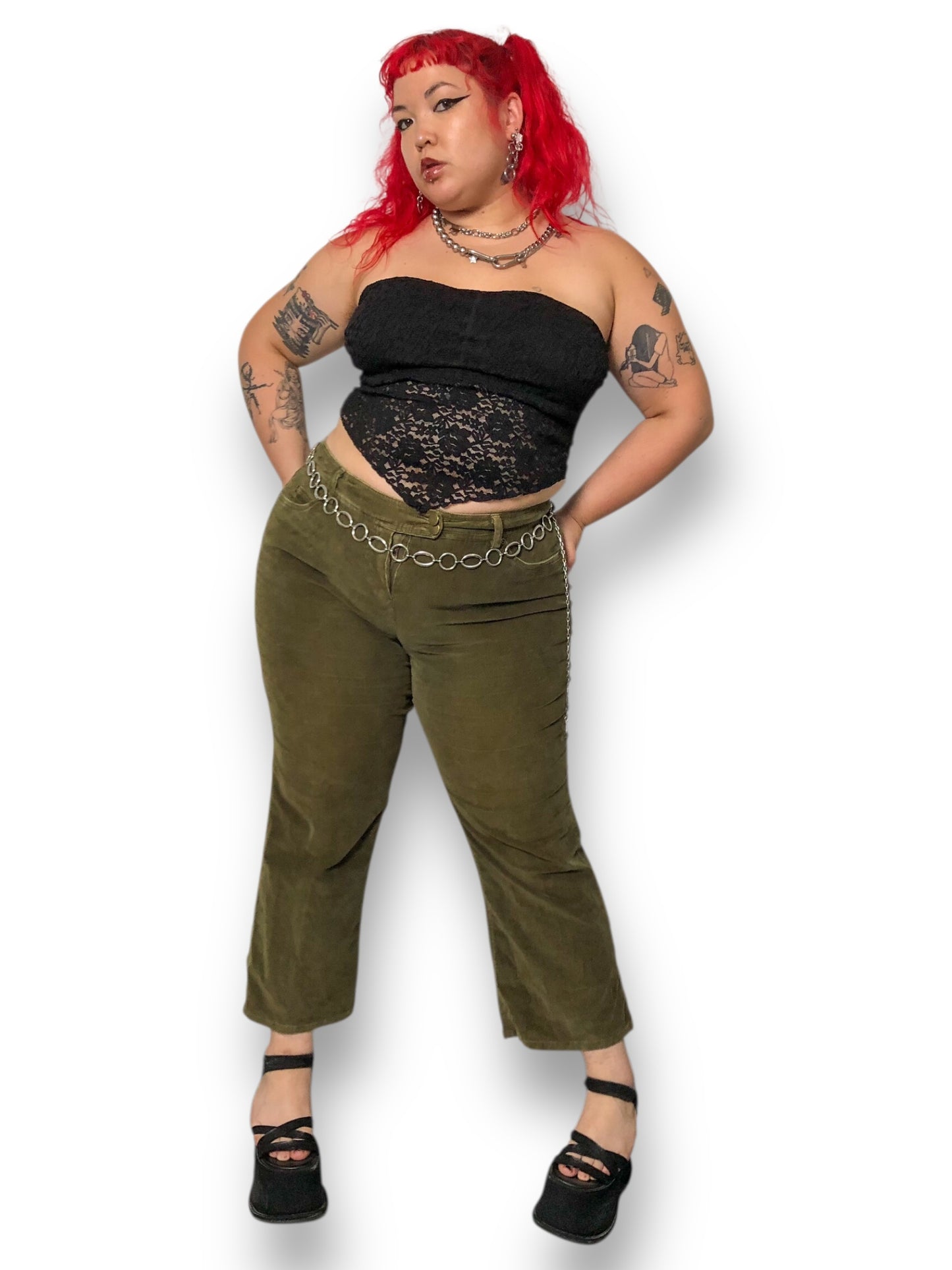 90’s/Y2K New Frontier Olive Green Corduroy Pants (XL)