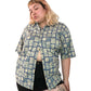 80’s East Island Blue and Tan Floral Print Button Down Shirt (L/XL)