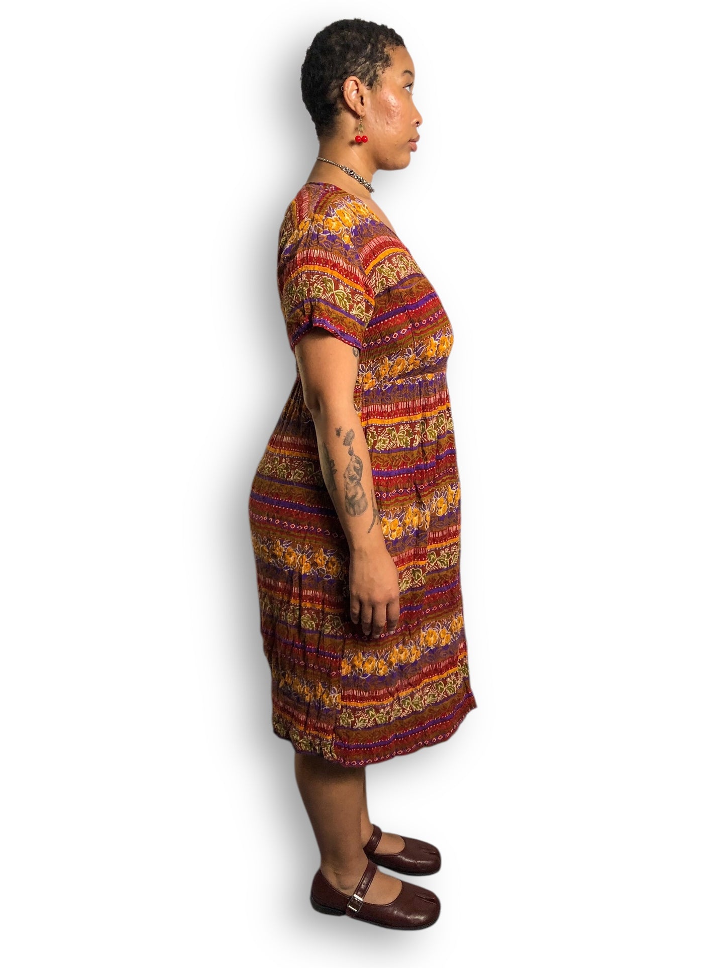 90’s Jennifer Moore Striped Patterned Midi Dress (XL)