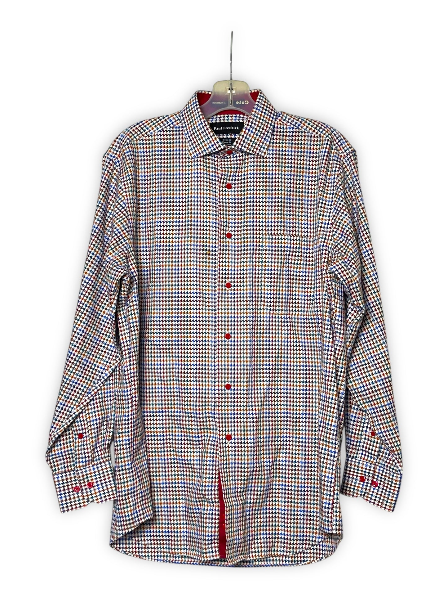 Y2K/Modern Paul Fredrick Rainbow Houndstooth Button Down Shirt (M/L)