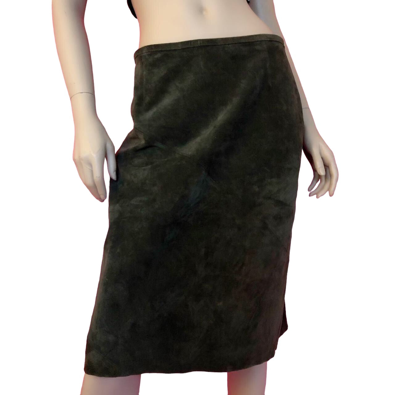 90's International Concepts INC Olive Green Leather Pencil Skirt (M/L)