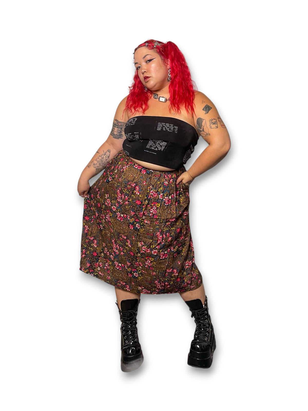 80’s/90’s Boho Floral Print Skirt (XL)