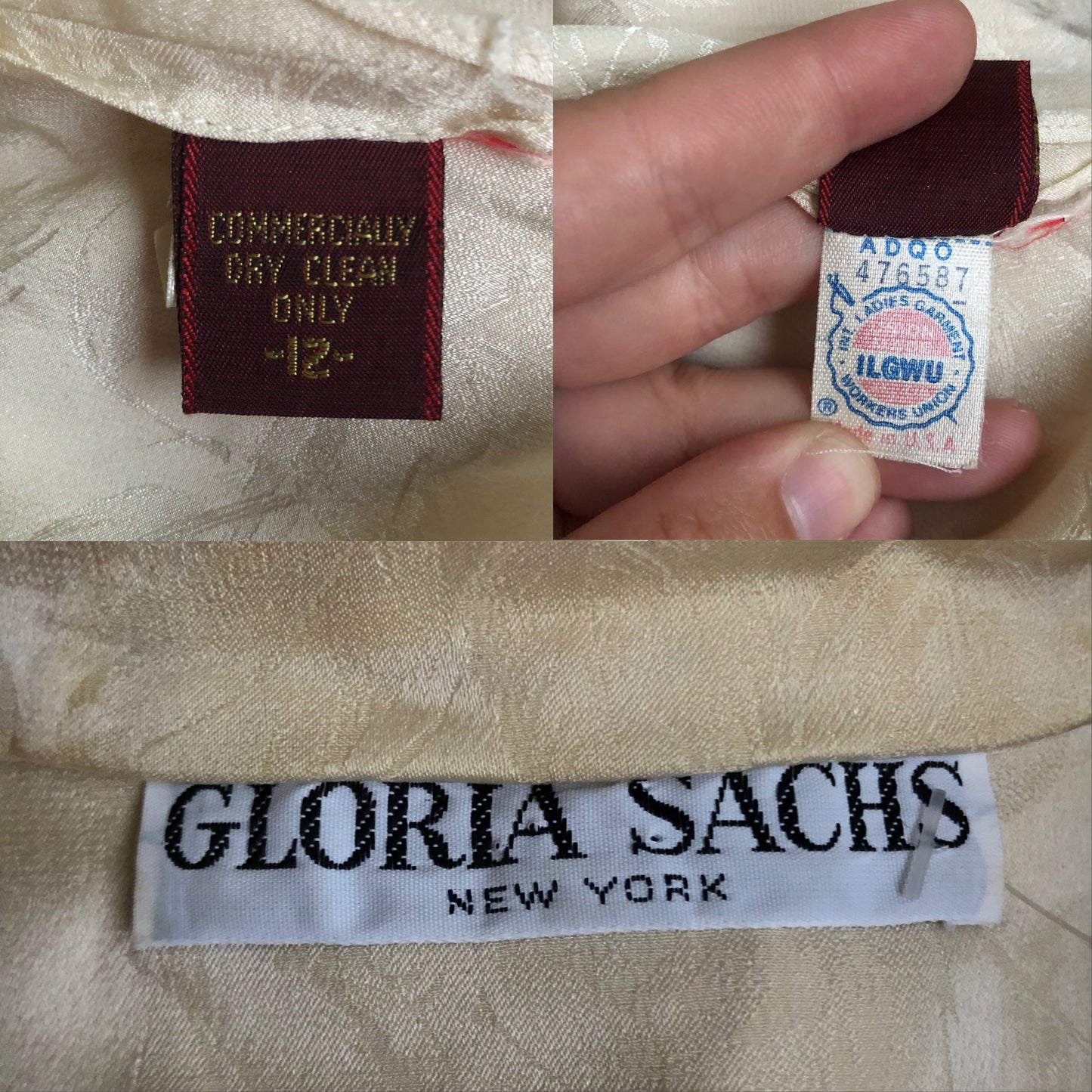 80’s Gloria Sachs Cream Floral Blouse (L)