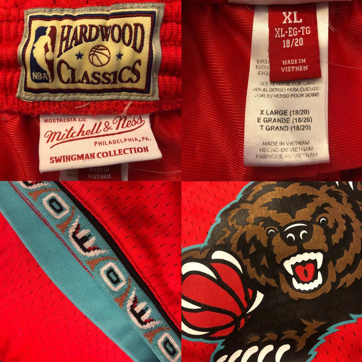 NBA Hardwood Classics Memphis Grizzlies Red Basketball Shorts (L/XL)