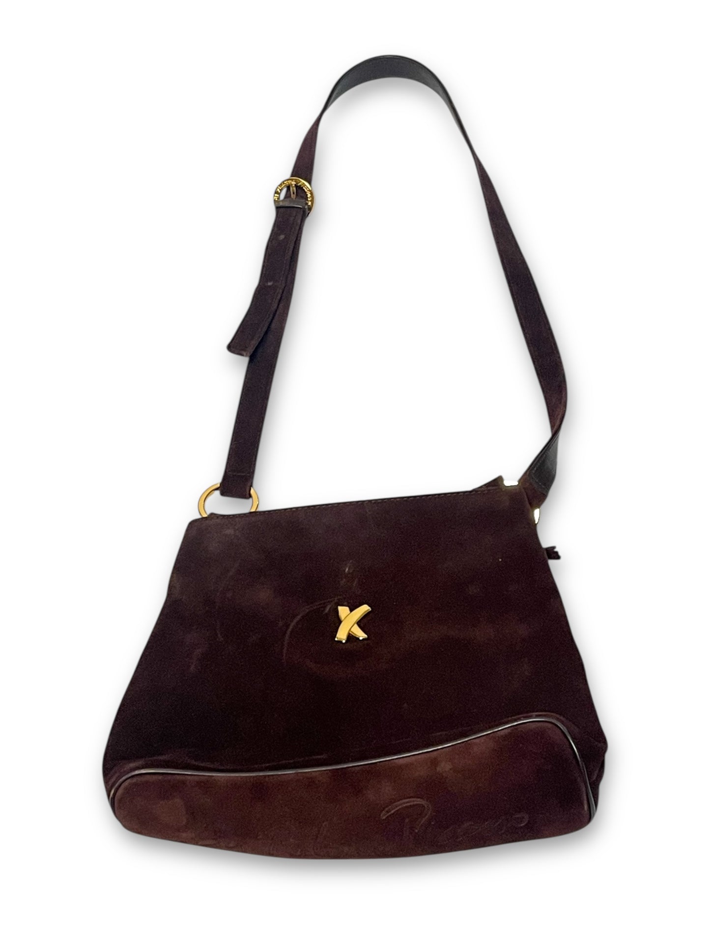 90’s By Paloma Picasso Brown Suede Shoulder Bag