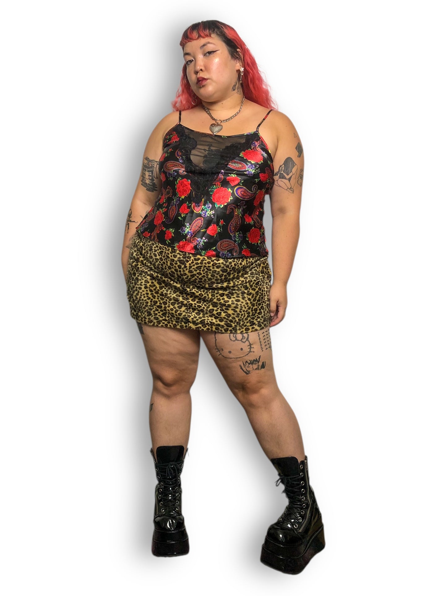 90’s Delicates Black Floral Paisley Tank Top (XL)