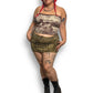 Vintage Brown and Cream Print Tube Top (XL/2X/3X)